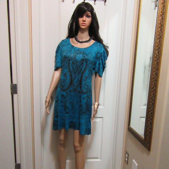 NEW  Blue Bling dress says small appears larger Check - Picture 6 of 16